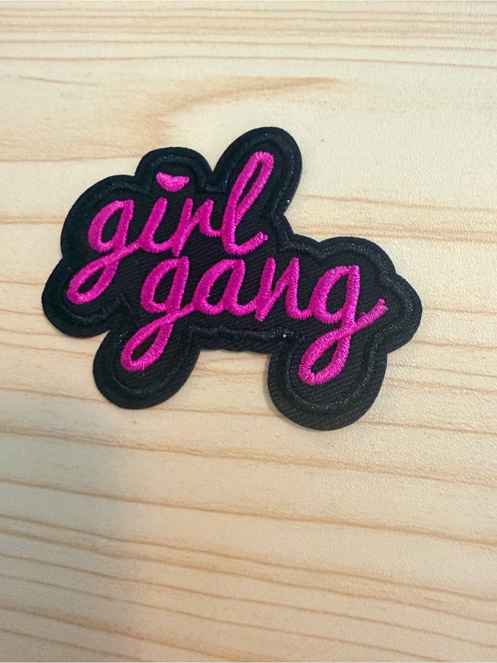 Black & Pink "girl gang" Embroidered Iron-On Patch